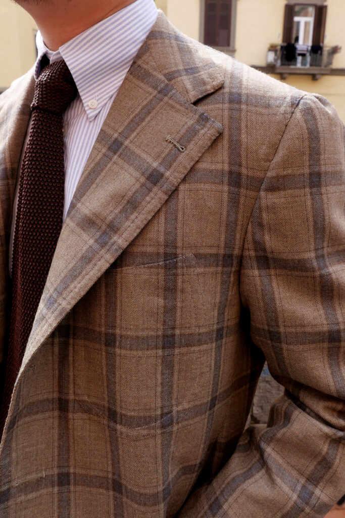 Neapolitan Bespoke Jacket in a Soft Brown Check